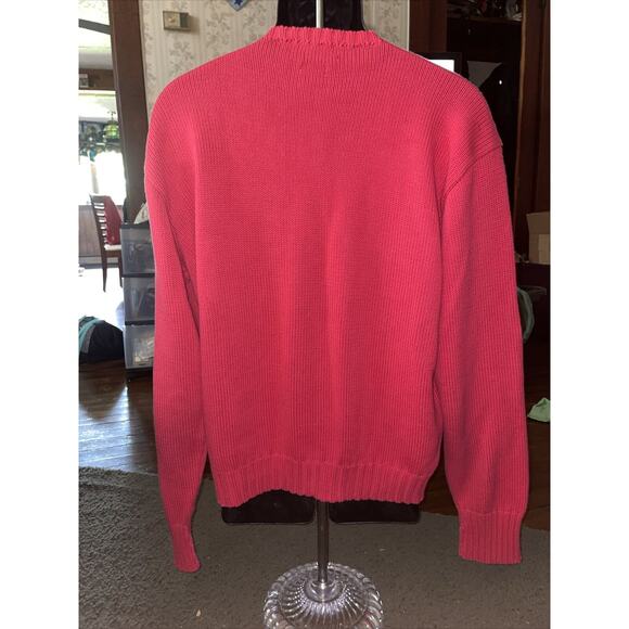 Polo By Ralph Lauren Men’s Sweater 100% Cotton Large Red - Picture 2 of 3